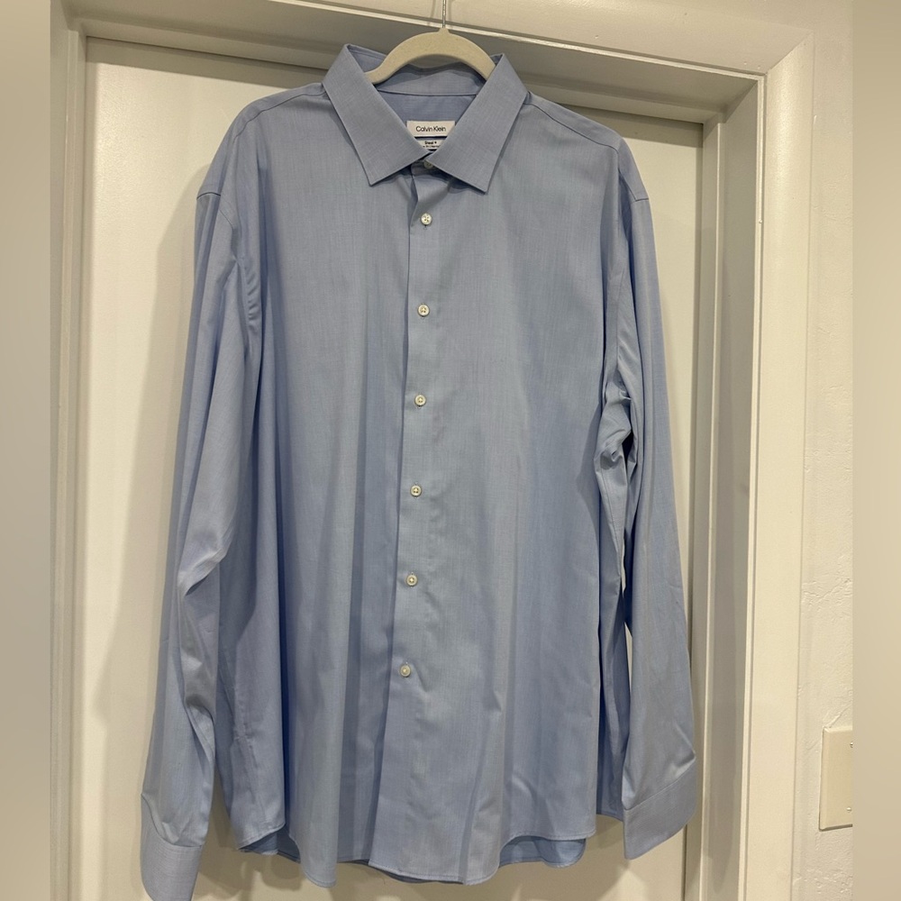 Calvin Klein Steel + Regular Fit Herringbone light blue18.5 36/37 XXL like new